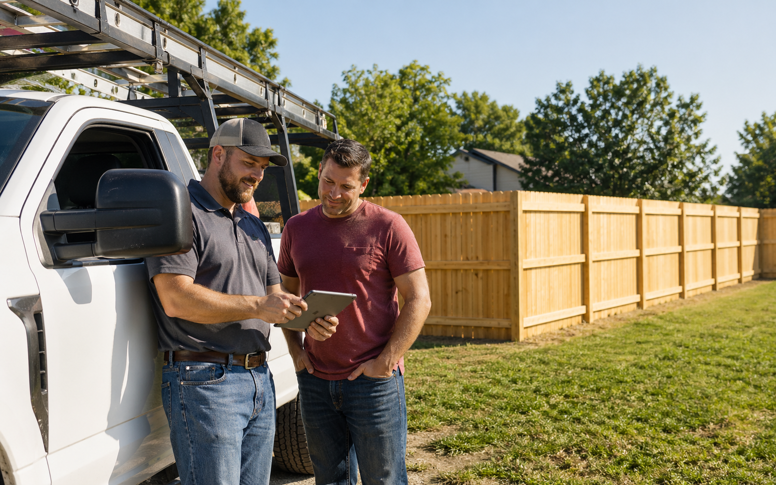 Mar Contracting LLC fence contractor team and work truck
