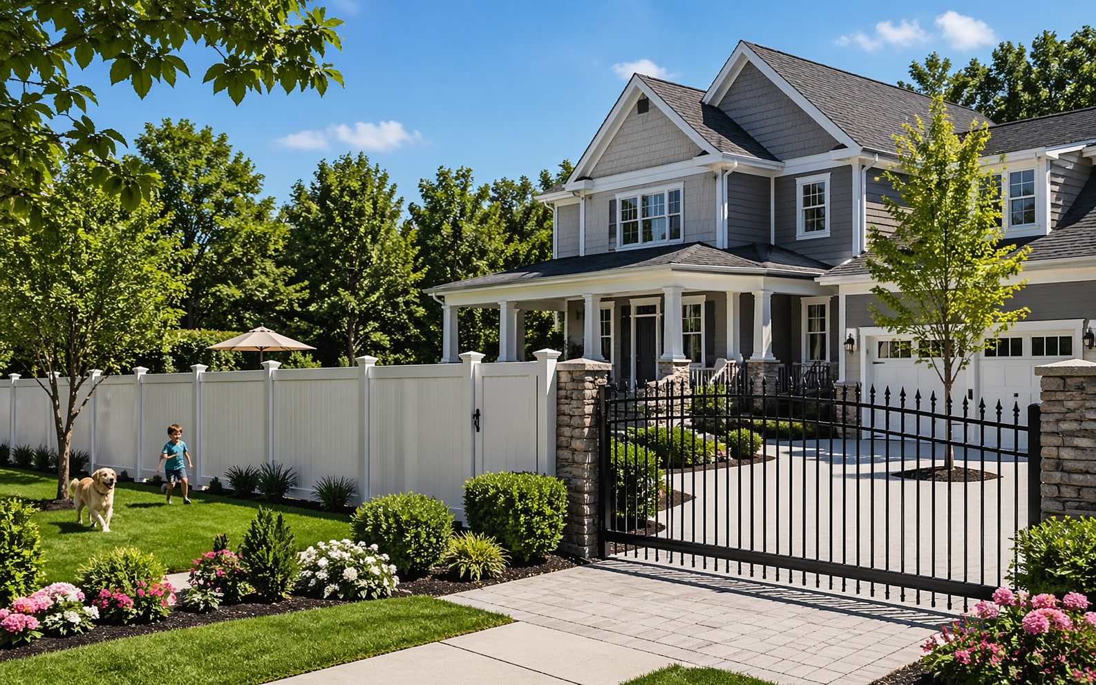 Fence installation for privacy safety access control and curb appeal