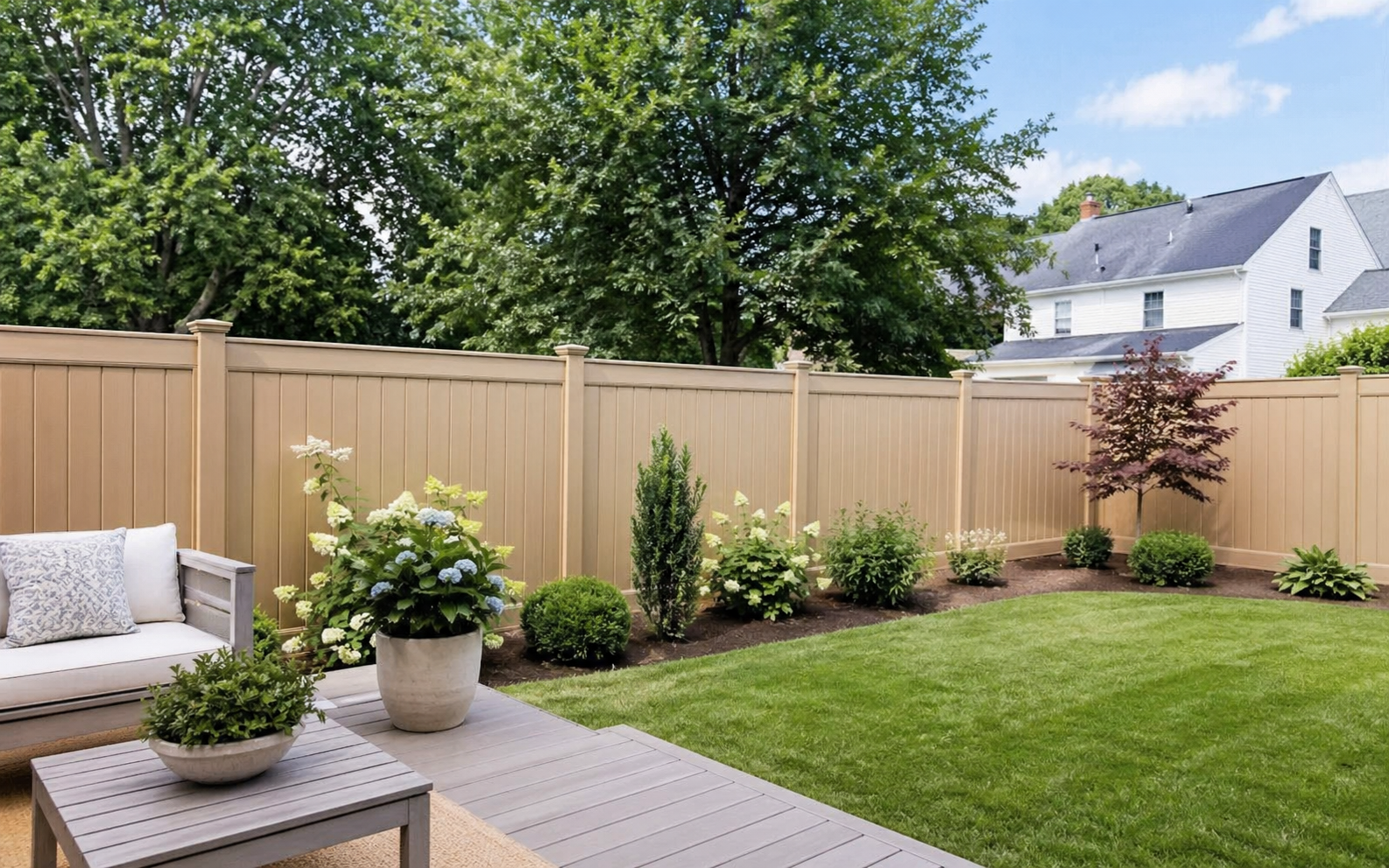 Vinyl fence installation project by Mar Contracting LLC