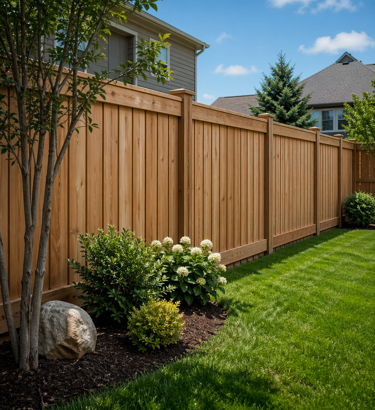 Wood privacy fence installation by Mar Contracting LLC